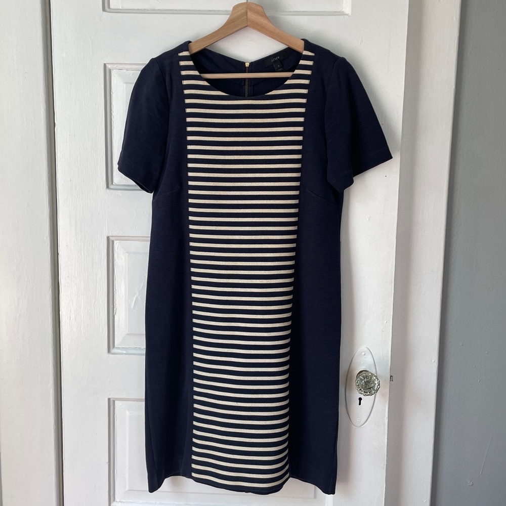 J. Crew, Navy and White Striped Shift Dress, 4